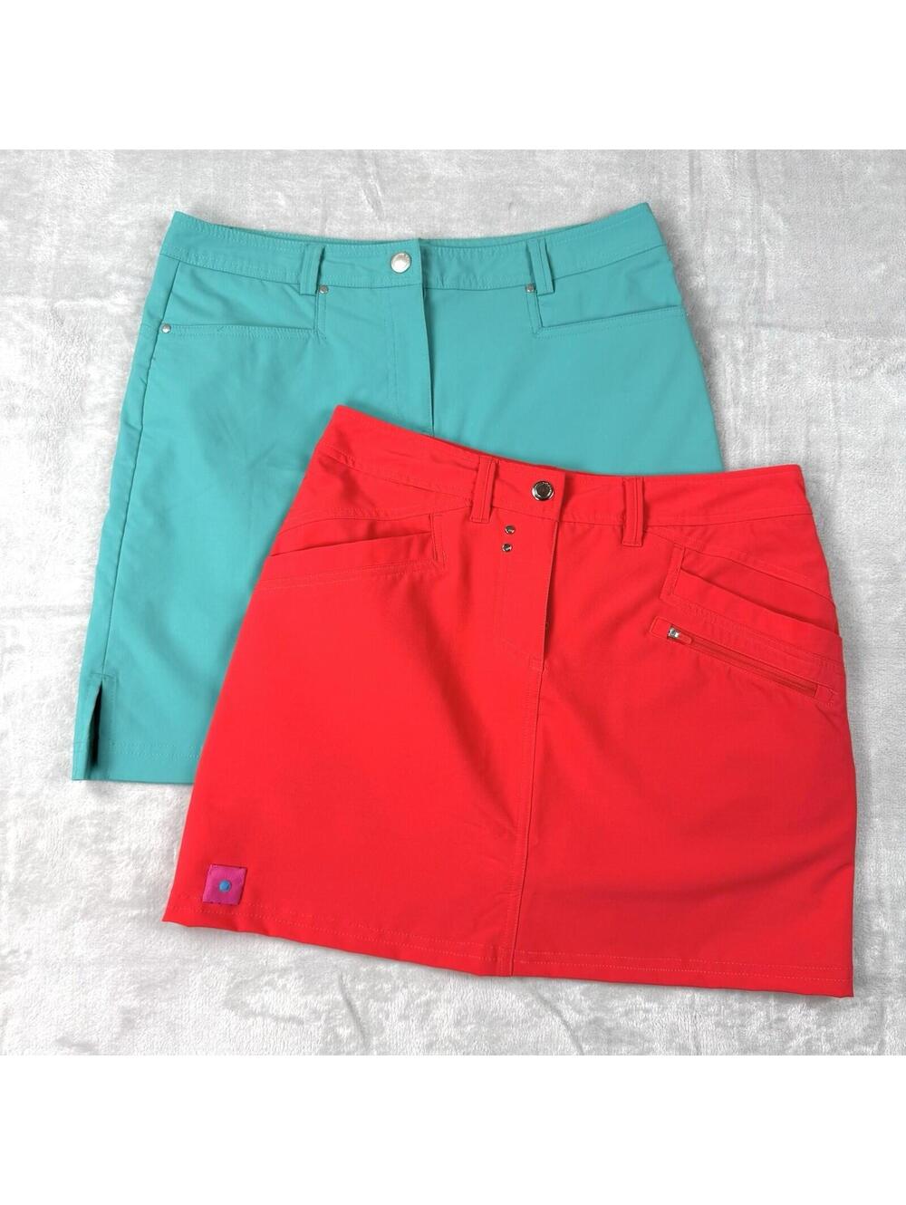 Lot2 NVO Lanctot Golf Tennis Skort Skirt SZ 4 Solid Blue Snap Pockets Hook & Eye